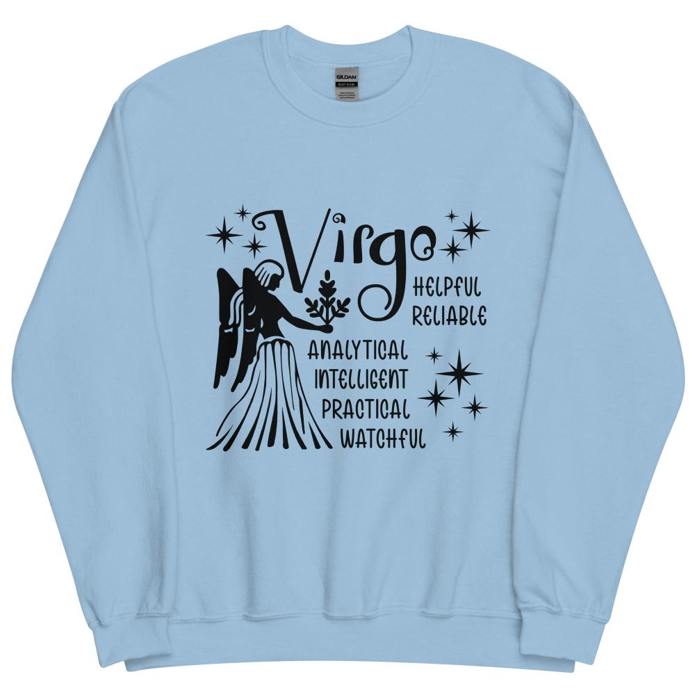 Virgo Zodiac Positive Traits Sweatshirt - Light Blue Color - https://ascensionemporium.net